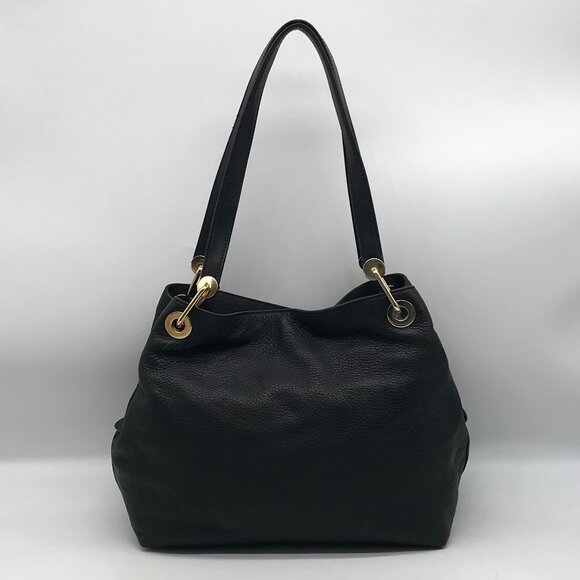 Michael Kors Raven Black Pebbled Leather Shoulder Bag - Picture 2 of 11